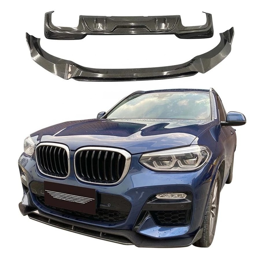 M-Sport LCI Carbon Fiber Body Kits for  X3 G01 Front Lip & Rear Diffuser Bumper with Exhaust Cut-Outs